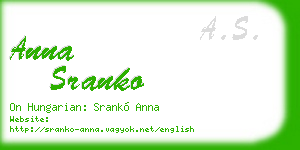 anna sranko business card