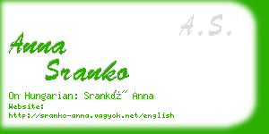 anna sranko business card